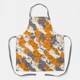Ginger white black cat diagonal pattern apron