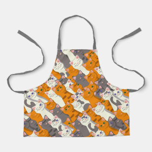 Ginger white black cat diagonal pattern apron