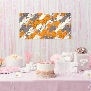 Ginger white black cat diagonal pattern banner