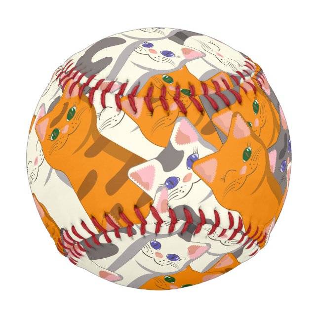 Ginger white black cat diagonal pattern baseball (Front)