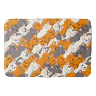Ginger white black cat diagonal pattern bath mat