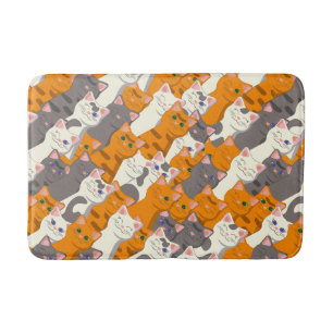 Ginger white black cat diagonal pattern bath mat