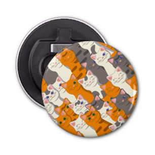 Ginger white black cat diagonal pattern bottle opener