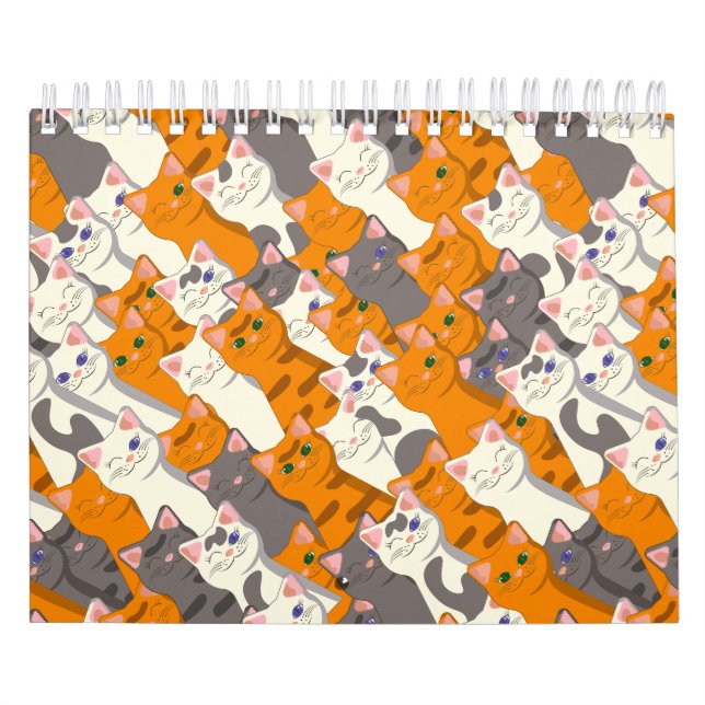 Ginger white black cat diagonal pattern calendar (Cover)