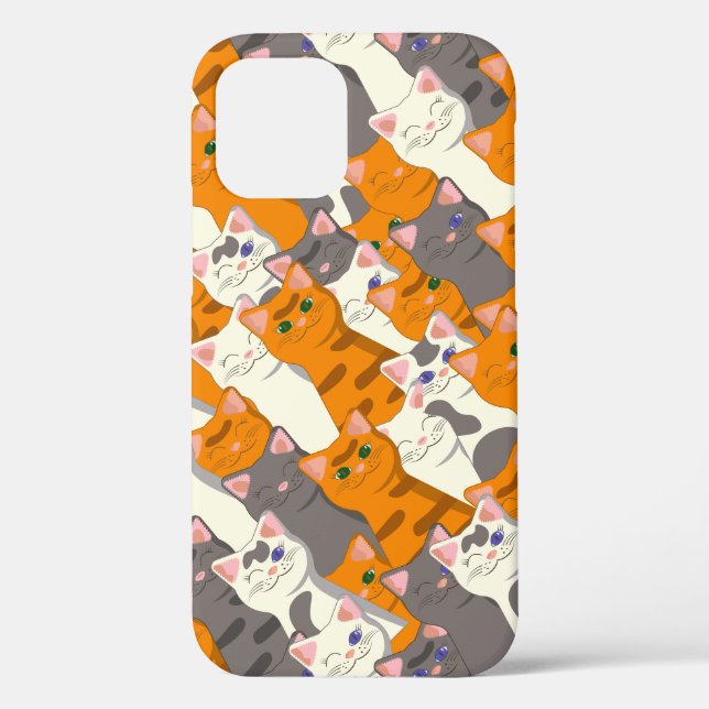 Ginger white black cat diagonal pattern Case-Mate iPhone case (Back)