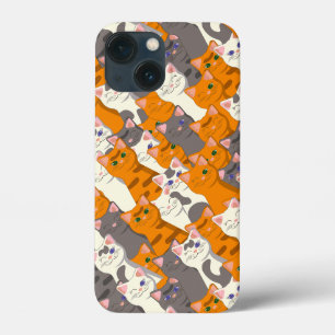 Ginger white black cat diagonal pattern iPhone 13 mini case