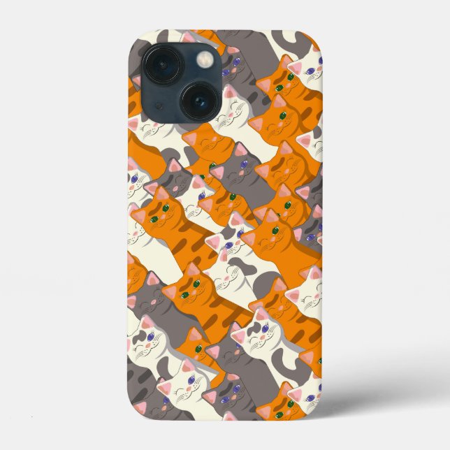 Ginger white black cat diagonal pattern Case-Mate iPhone case (Back)