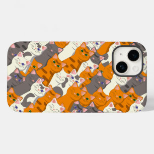 Ginger white black cat diagonal pattern Case-Mate iPhone 14 case
