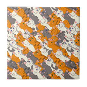 Ginger white black cat diagonal pattern ceramic tile