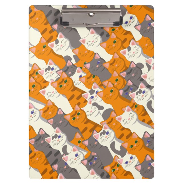 Ginger white black cat diagonal pattern clipboard (Front)