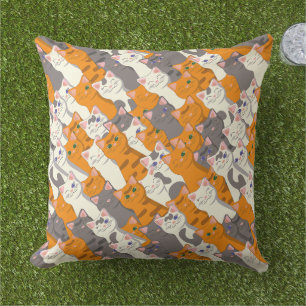 Ginger white black cat diagonal pattern cushion