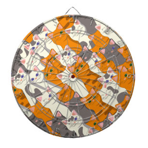 Ginger white black cat diagonal pattern dartboard