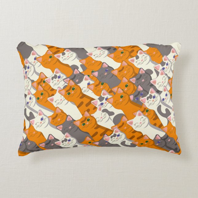 Ginger white black cat diagonal pattern decorative cushion (Front)
