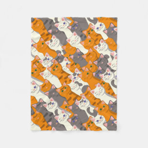Ginger white black cat diagonal pattern fleece blanket