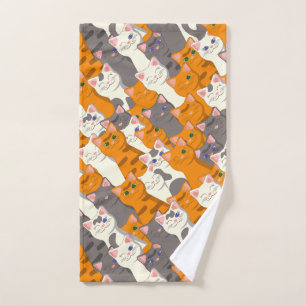 Ginger white black cat diagonal pattern hand towel