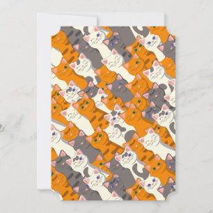 Ginger white black cat diagonal pattern holiday card