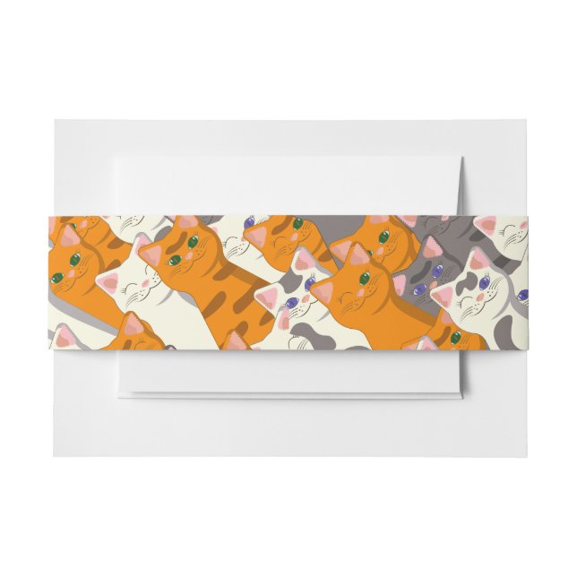 Ginger white black cat diagonal pattern invitation belly band (Front Example)