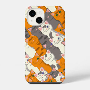 Ginger white black cat diagonal pattern iPhone 14 case
