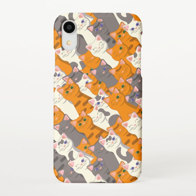 Ginger white black cat diagonal pattern iPhone case (Back)