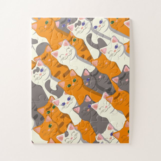 Ginger white black cat diagonal pattern jigsaw puzzle (Vertical)