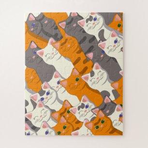Ginger white black cat diagonal pattern jigsaw puzzle