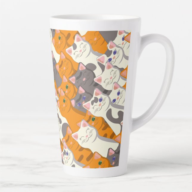 Ginger white black cat diagonal pattern latte mug (Right)
