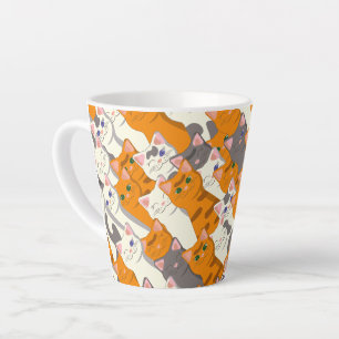 Ginger white black cat diagonal pattern latte mug