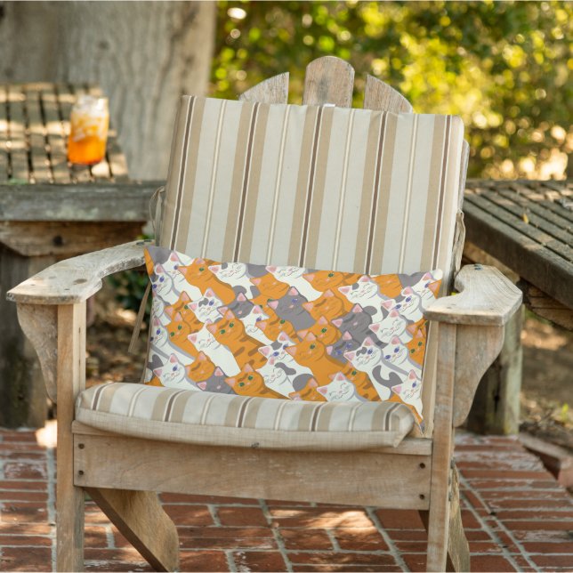 Ginger white black cat diagonal pattern lumbar cushion (Chair)