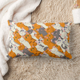 Ginger white black cat diagonal pattern lumbar cushion