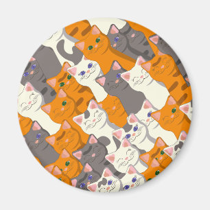 Ginger white black cat diagonal pattern magnet