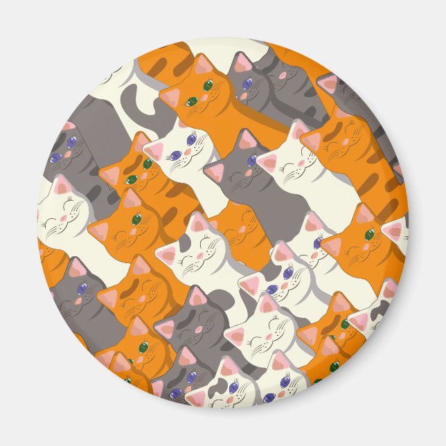 Ginger white black cat diagonal pattern magnet (Front)