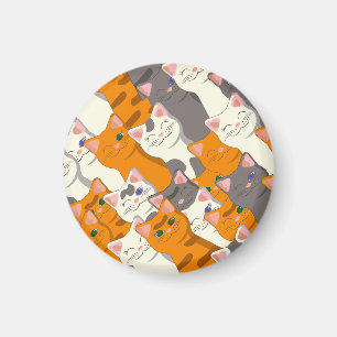 Ginger white black cat diagonal pattern magnet