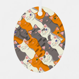 Ginger white black cat diagonal pattern metal tree decoration