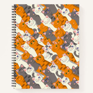 Ginger white black cat diagonal pattern notebook