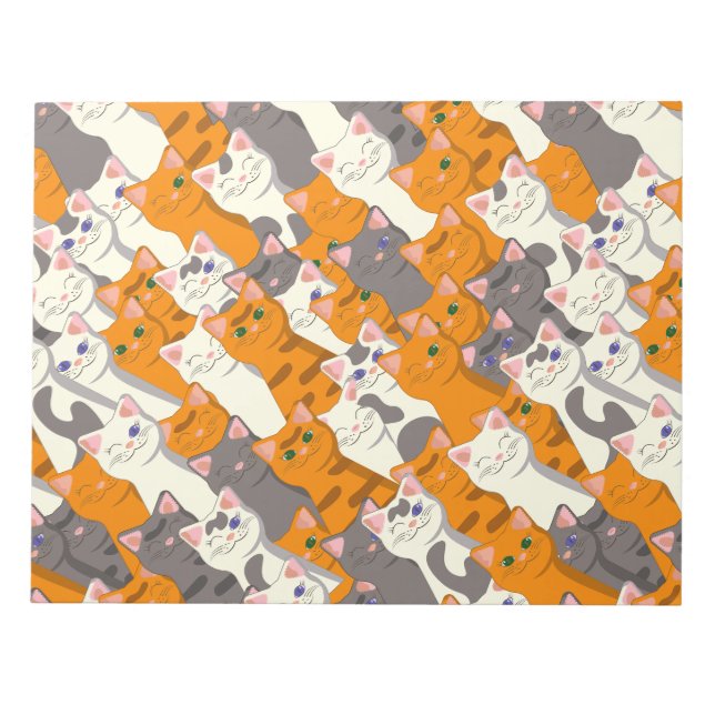 Ginger white black cat diagonal pattern notepad (Front)