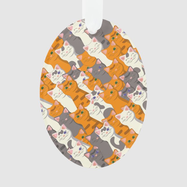 Ginger white black cat diagonal pattern ornament (Front)