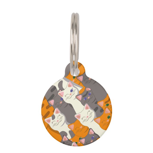Ginger white black cat diagonal pattern pet tag (Front)