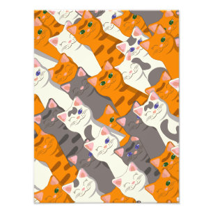 Ginger white black cat diagonal pattern photo print