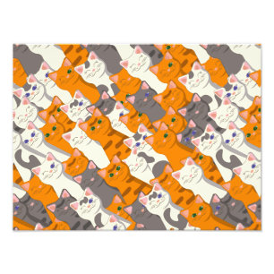 Ginger white black cat diagonal pattern photo print