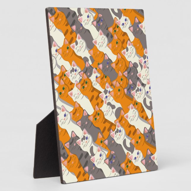 Ginger white black cat diagonal pattern plaque (Side)