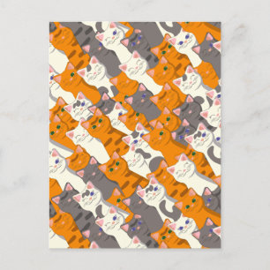 Ginger white black cat diagonal pattern postcard