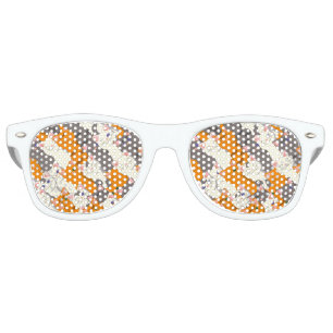 Ginger white black cat diagonal pattern retro sunglasses