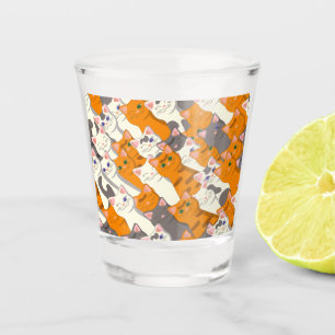 Ginger white black cat diagonal pattern shot glass