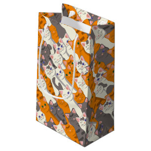 Ginger white black cat diagonal pattern small gift bag