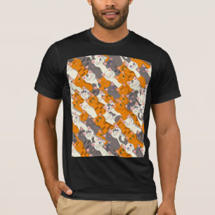 Ginger white black cat diagonal pattern T-Shirt