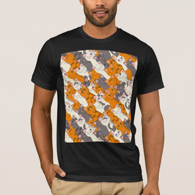 Ginger white black cat diagonal pattern T-Shirt (Front)