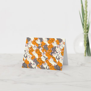 Ginger white black cat diagonal pattern thank you card