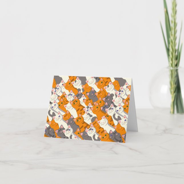 Ginger white black cat diagonal pattern thank you card (Front)