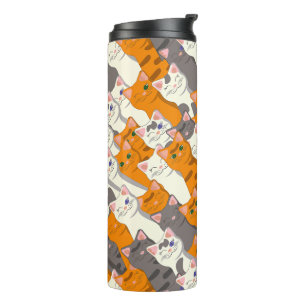 Ginger white black cat diagonal pattern thermal tumbler