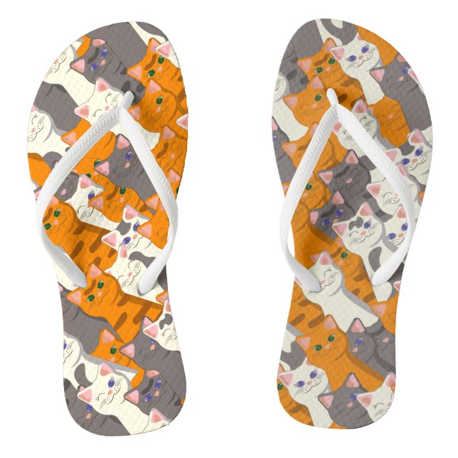 Ginger white black cat diagonal pattern thongs (Footbed)